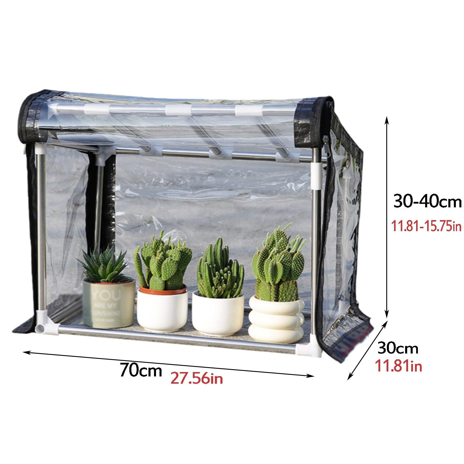 Piccole Serre, Mini Serra in PVC, Tenda da Sole Floreale Trasparente da Giardino Portatile per Interni ed Esterni, Protezione dal Gelo Freddo(70x30x30-40cm)