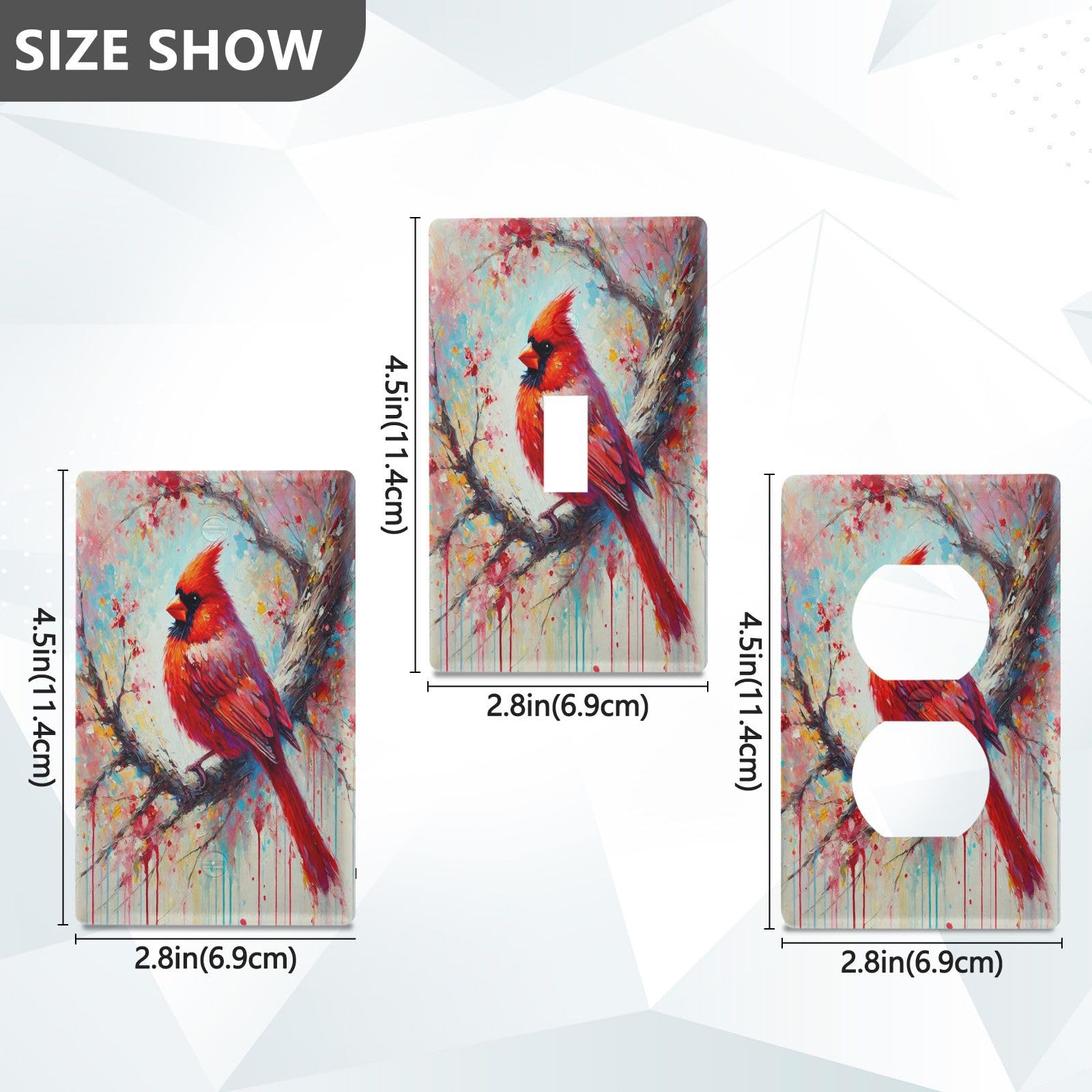 Red Bird Light Switch Cover Decorative Receptacle Outlet Wall Plate Guard Plastic Wall Outlet Cover for Farmhouse Home Decor Livingroom (Unused Outlet Cover)