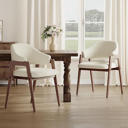 Juego de 2 sillas de comedor de madera, sillas de comedor tapizadas de tela moderna, sillas auxiliares de cocina, silla de cena de granja con