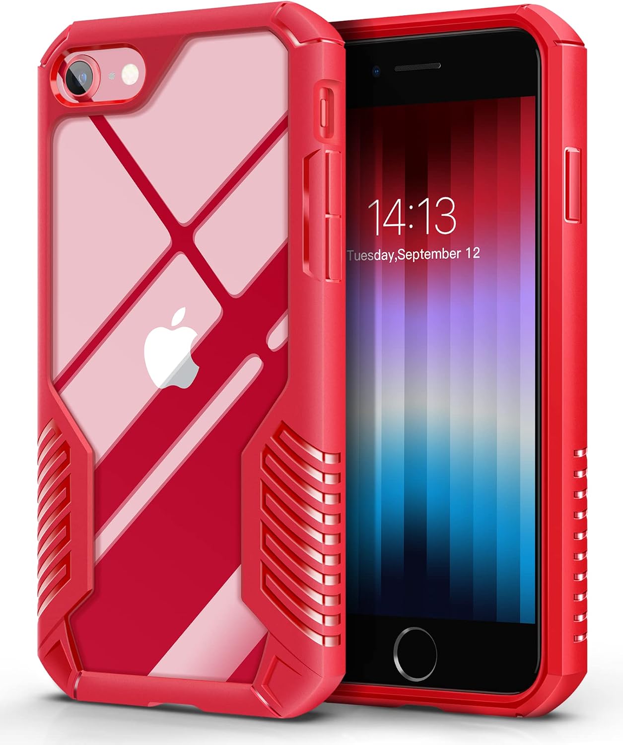 MOBOSI Compatible with iPhone SE 2022 Case/iPhone SE 2020/iPhone 8/7 Case, Rugged Military Grade Hard Vanguard Armor Cover Heavy Duty Shockproof Protective Phone Case 4.7 Inch (Red)