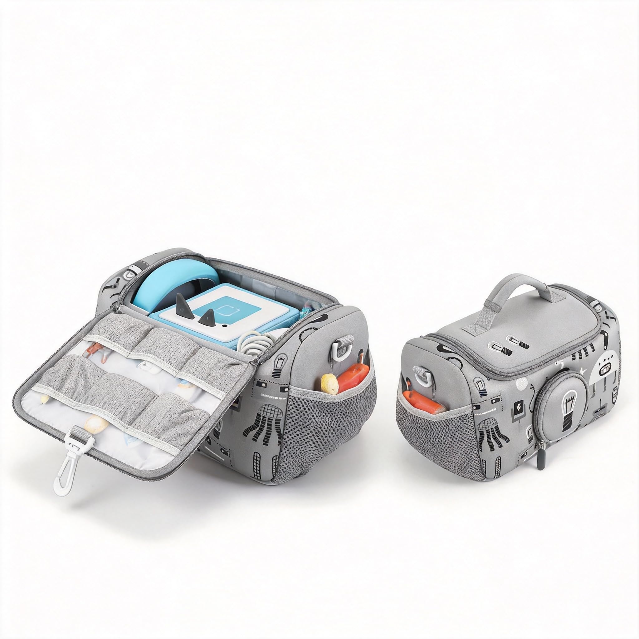 Étui de transport pratique pour lecteur audio Toniebox avec espace pour les figurines (gris)