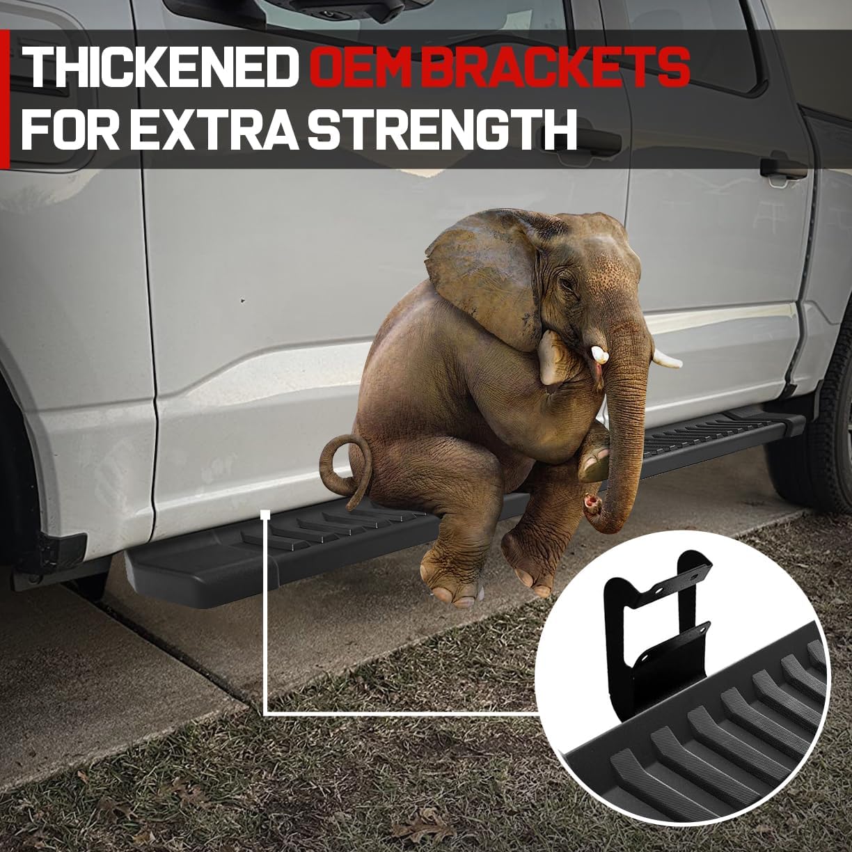 COMNOVA Pair Running Board Nerf Bar Compatible with 15-26 Ford F150 Superduty Crew Cab（4 Full Size Doors） Rocker Slider Side Steps,Width 6 Inches V Style.with OE Style Brackets