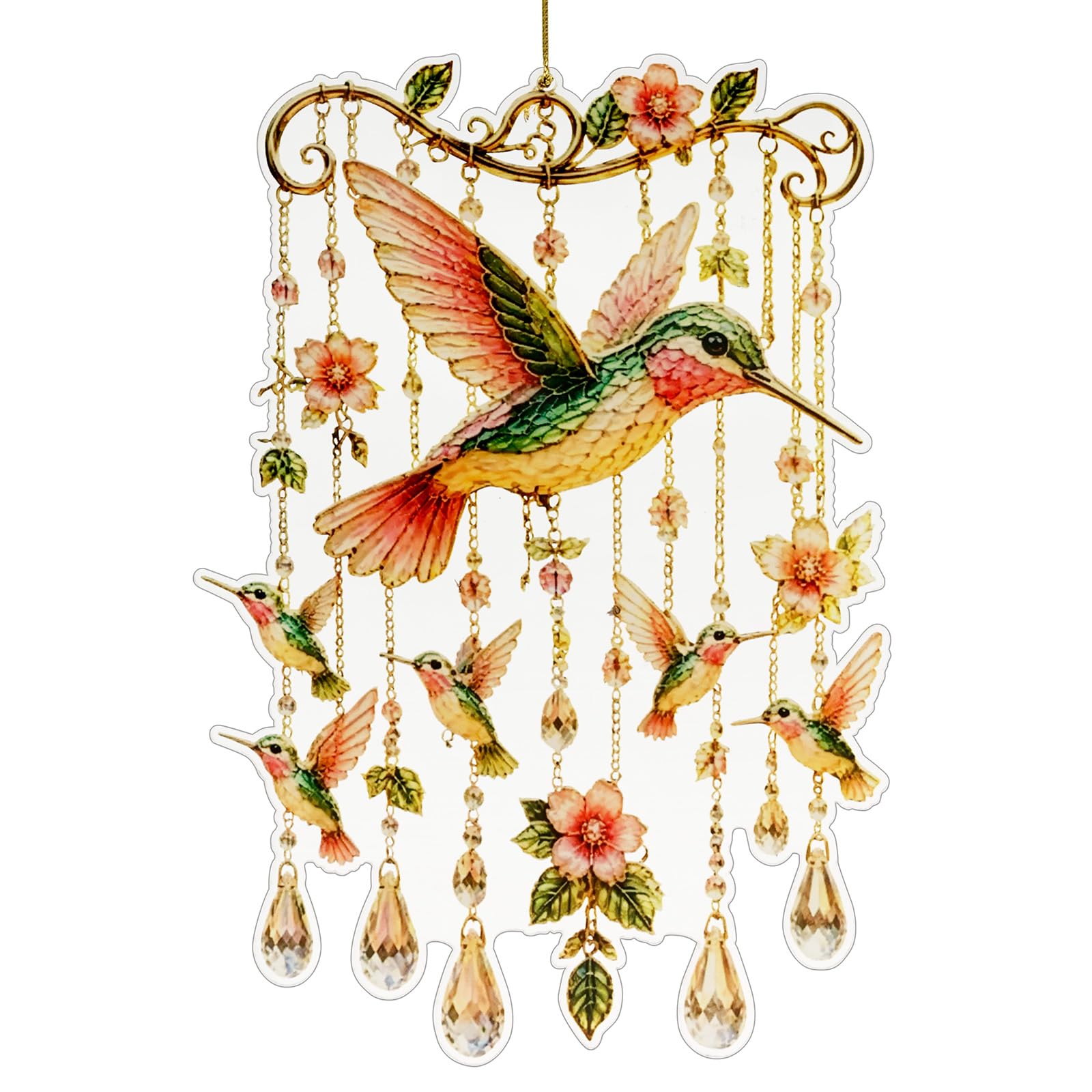 Colorful Hummingbird Wind Chimes Garden Decor Hanging Ornament for Outside for Birds Memorial Birthday Gifts for Patio Porch Yard Decor(Hummingbird)