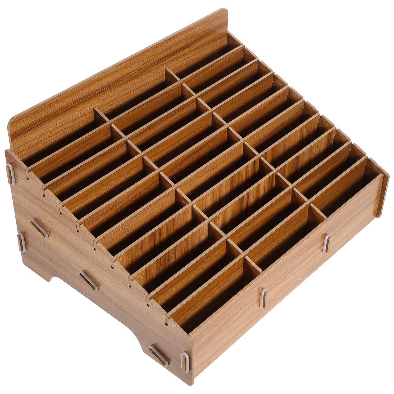 Operitacx Organizzatore Porta Cellulari da 30 Posti Multiplo in Legno, Scatola Porta Telefoni da Tavolo con Scomparti, 32,5 x 23,5 x 18,5 cm, per Aula, Ufficio e Riunioni, Bianco
