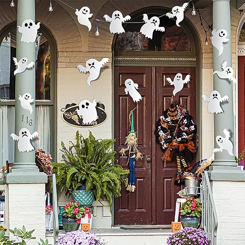 Miniatura 3 de 7 estilos de decoración de pared de fantasmas de Halloween, 42 piezas lindas calcomanías de fantasmas 3D, calcomanías reutilizables de pared de