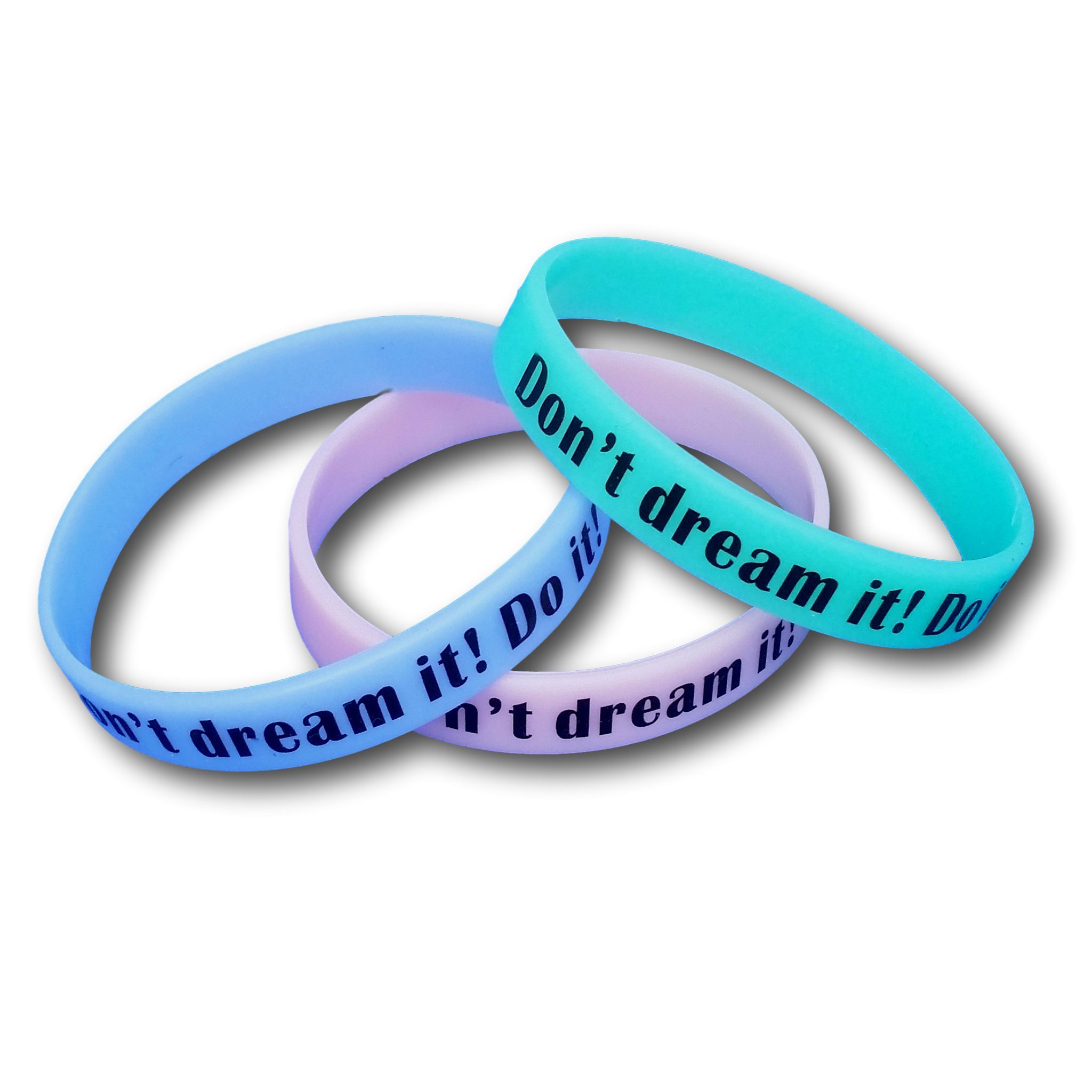 Set Of Teal Blue Wristband Armband With Phrases To Desertcart - Main Image