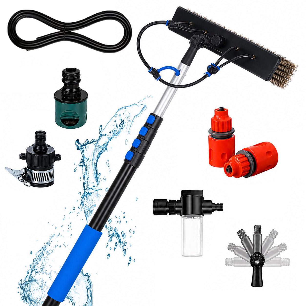 Teleskop Waschbürste Mit Wasseranschluss Für PV Anlagen 35CM Brush,12FT
