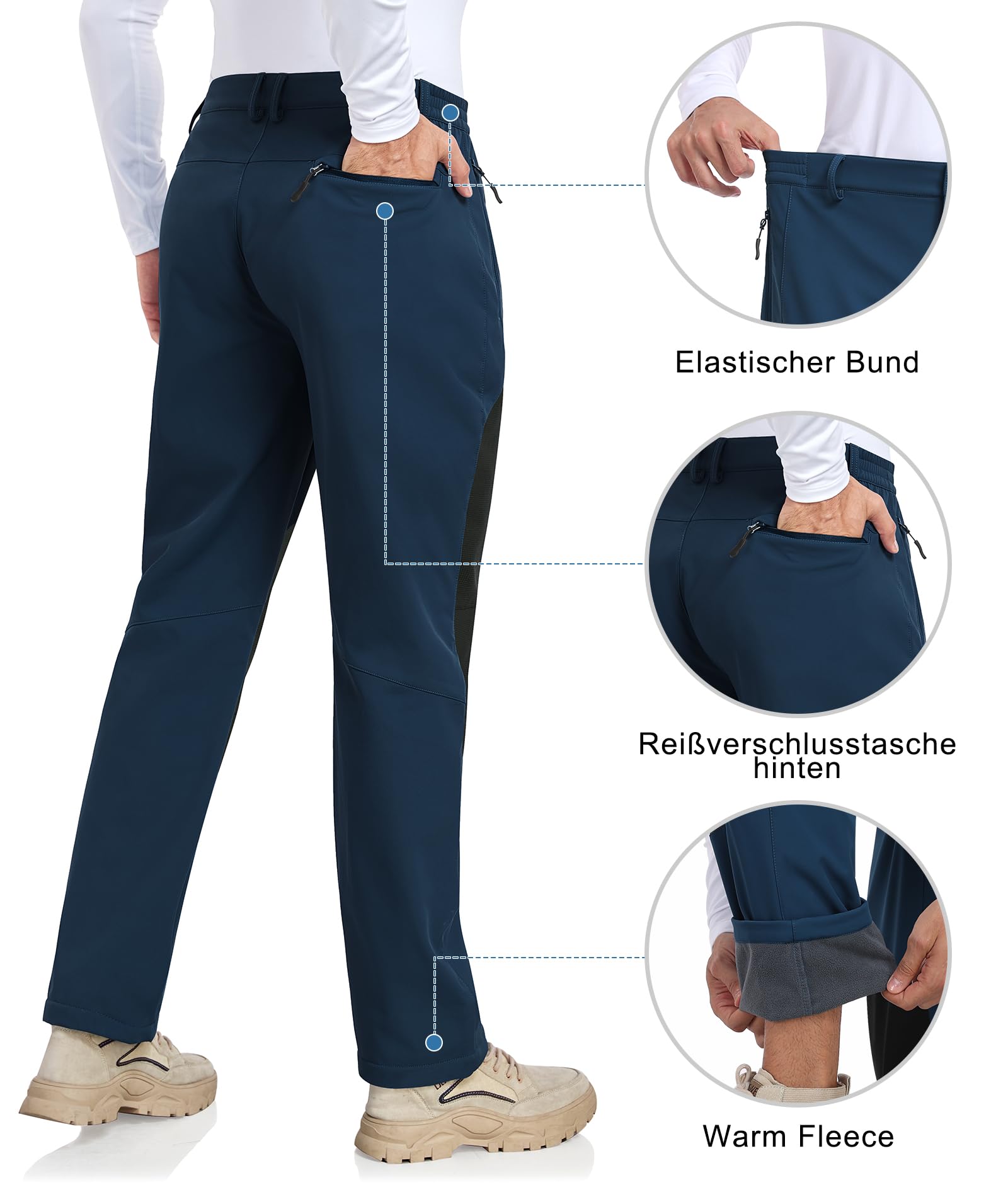 Djtnzdm Pantaloni da Lavoro Uomo Invernali Pantaloni Trekking Antipioggia Impermeabili Termici Pantaloni Neve Sci Snowboard Caldo Antivento Tasca con Cerniera (Loose Fit)
