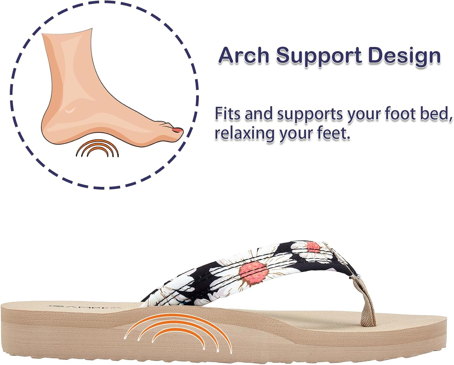 Ampeo Women's Arch Support Flip Flops Comfortable Casual Summer Beach Thong Sandals - Image 4
