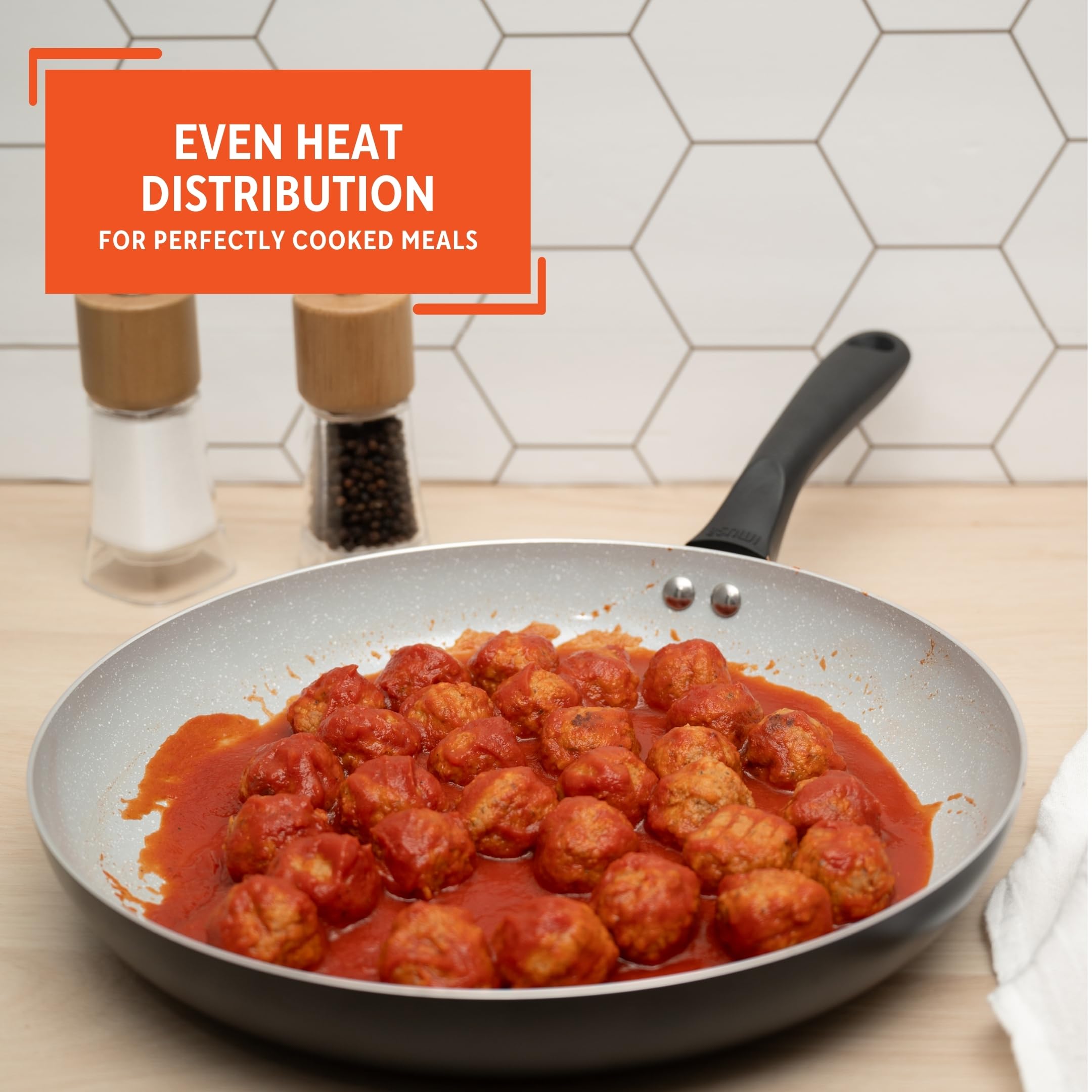 IMUSA 12" Speckled Gray Ceramic Fry Pan -5