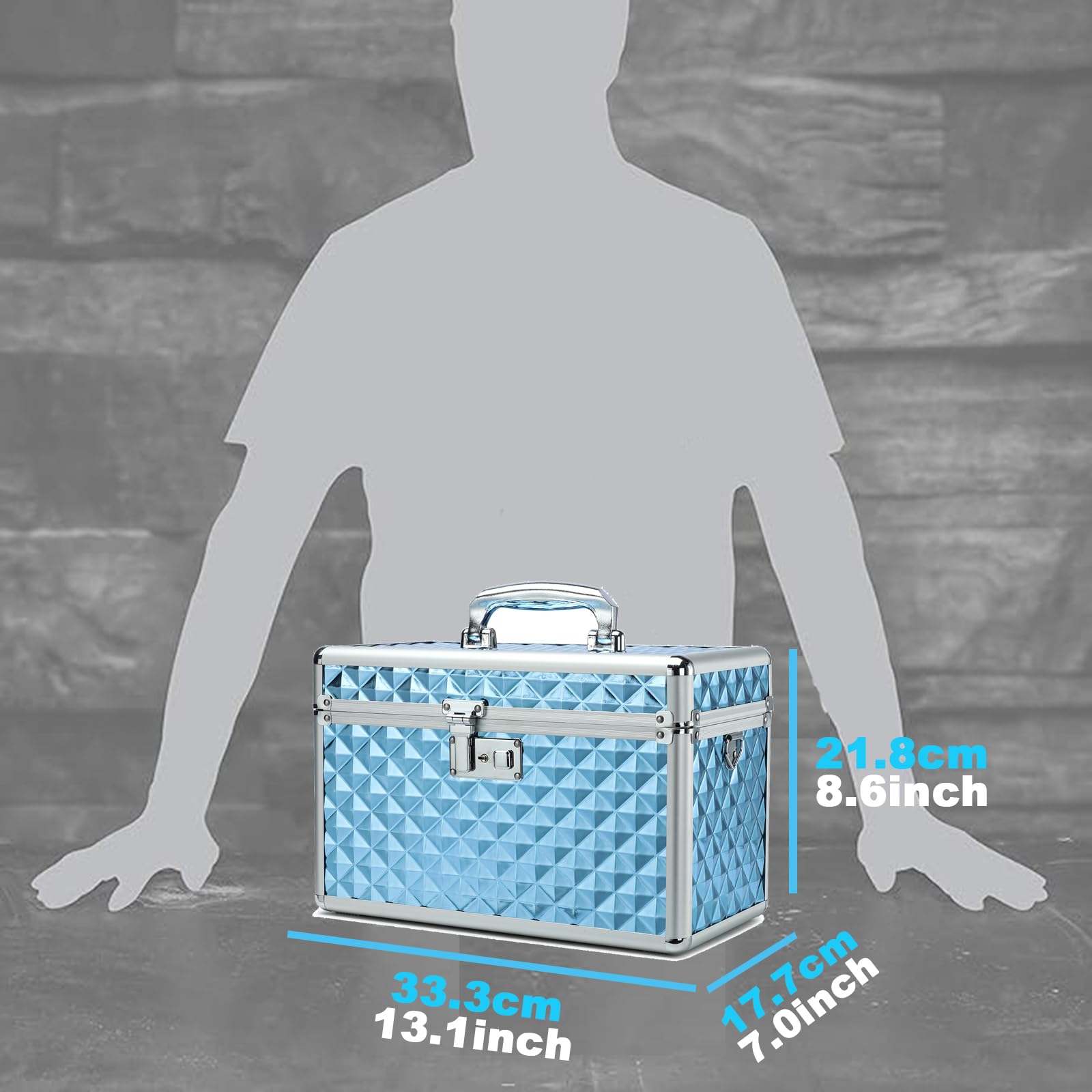 Caja de medicamentos con cerradura, caja vacía de primeros auxilios, caja de seguridad, caja versátil con cerradura para el hogar y al aire libre (azul, grande)