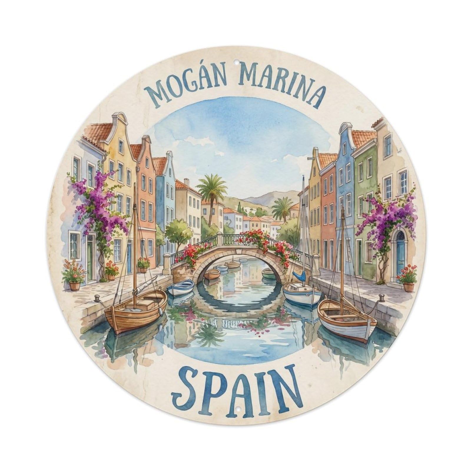 Gran Canaria Mogan Marina Spain Coastal Travel Metal Tin Sign