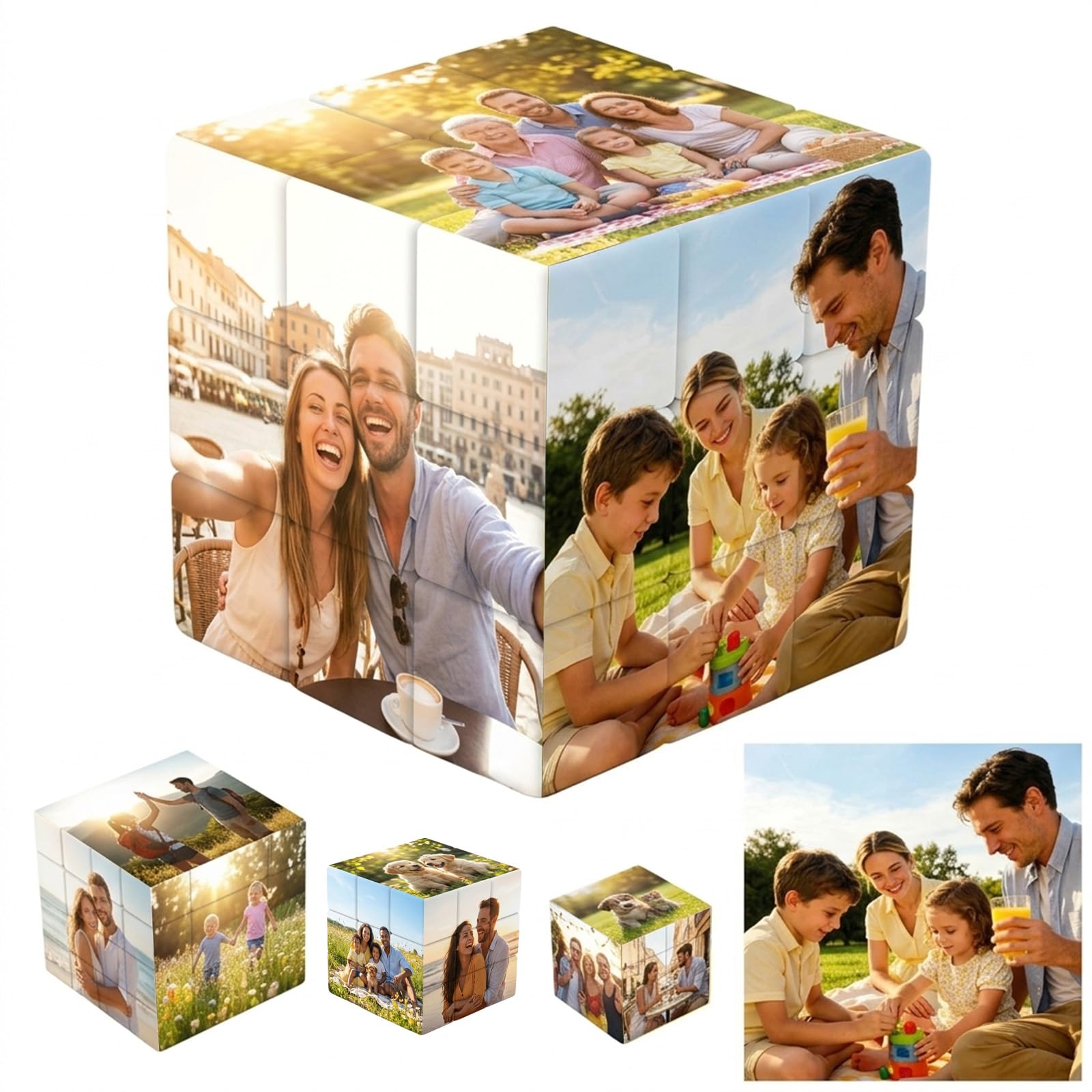 Personalised 3D Rotatable Photo Cube|Custom Rubik's Cube with 6 Pictures