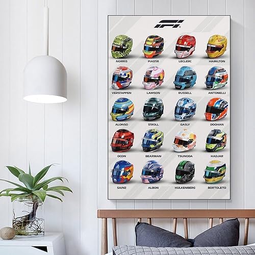 Miniatura 5 de YLJAPOS Póster de casco de coche de carreras Fórmula 1 F1 para amantes de los coches de carreras, lienzo de regalo, arte de pared, pintura