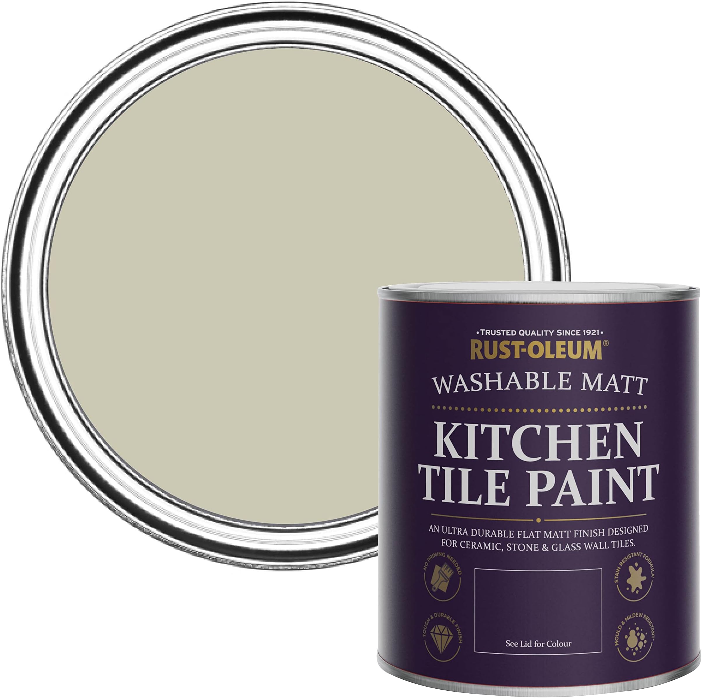 Rust-Oleum Grey water resistant Kitchen Tile Paint in Matt Finish - Half Light 750ml