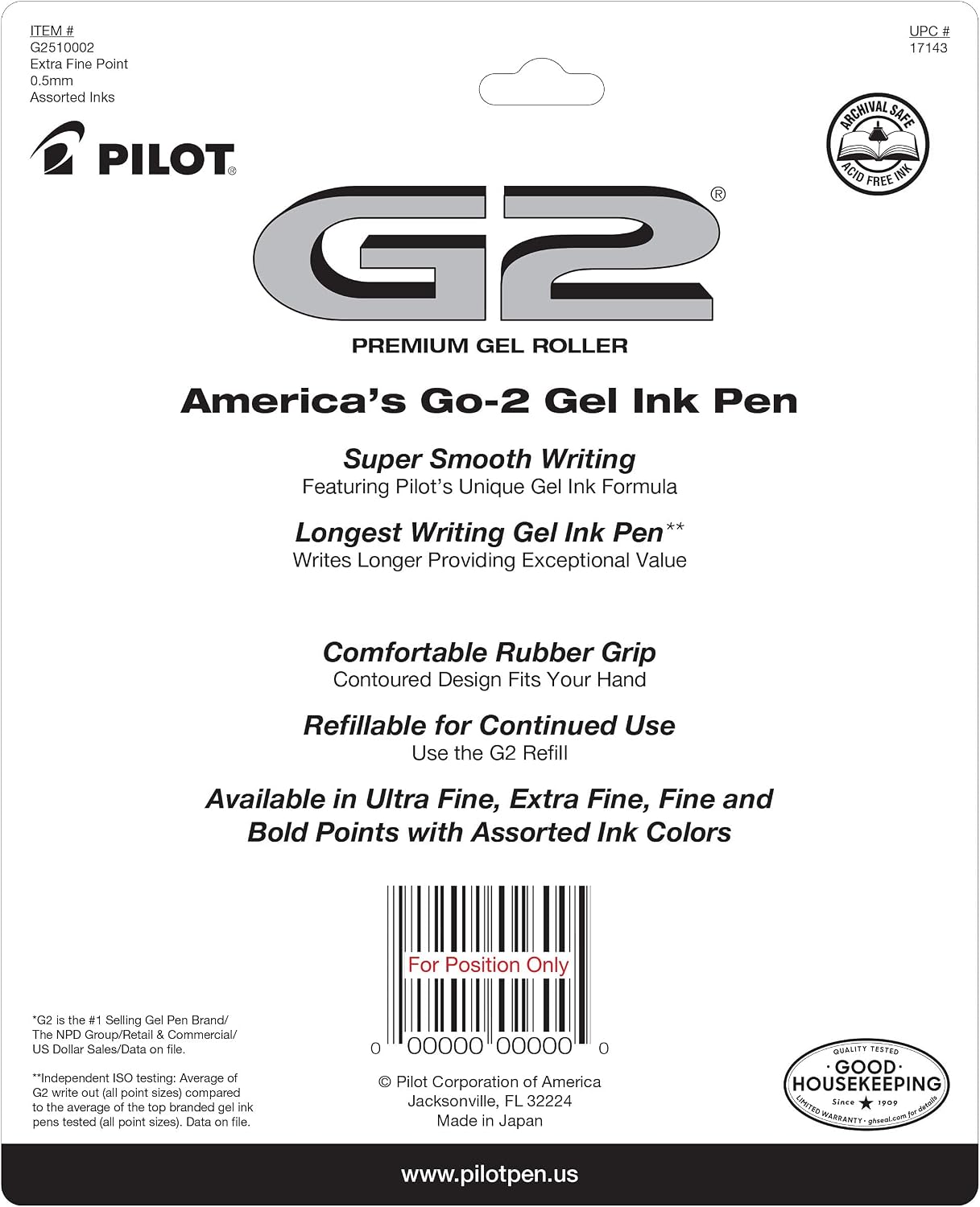 PILOT G2 Pens 0.5 mm - 10 Pack (5 Black and 5 Blue Pens) Premium Gel Ink Pens Extra Fine Point 0.5 mm Refillable & Retractable Rolling Ball,