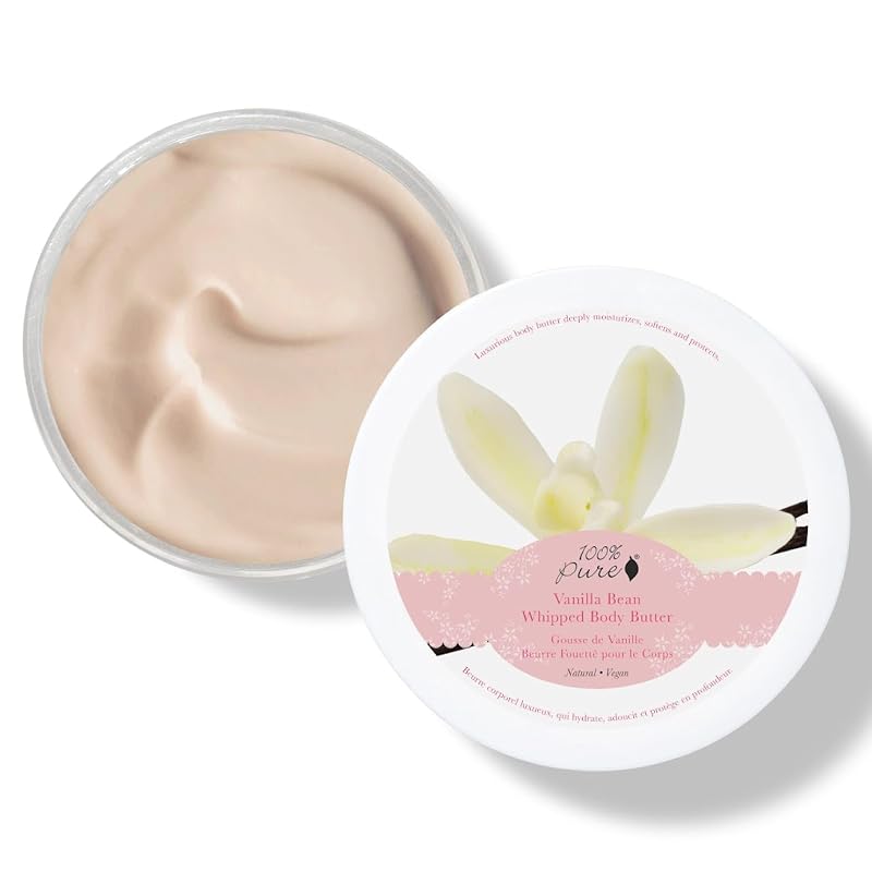 100% PURE Manteiga Corporal Batida de Baunilha com Manteiga de Karité e Manteiga de Cacau, 96 g
