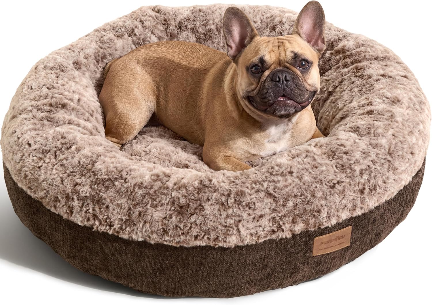 FUKUMARU Extra Thick Plush Dog Bed, Calming Donut, Anti-Anxiety & Washable | Heavy-Duty Super Soft Pet Bed for Cats and Dogs, Orthopedic Memory Foam & PP Cotton Fill, Medium