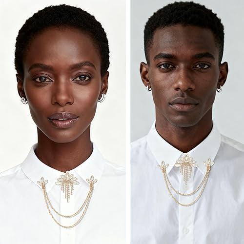 Miniatura 3 de PEARLY JUN Broches y alfileres para mujer, alfileres de solapa para mujer, clips de camisa, cadena para hombre, broches para trajes, alfiler de