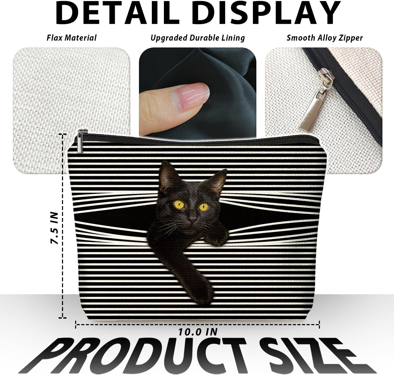Funny Cat Makeup Bag & Travel Pouches for Toiletries, Funny Black Cat Gifts for Women & Teen Girls, Cats Gifts Lovers for Travel & Christmas,Kitty Cosmetic Zipper Travel Toiletry Bag - Image 2