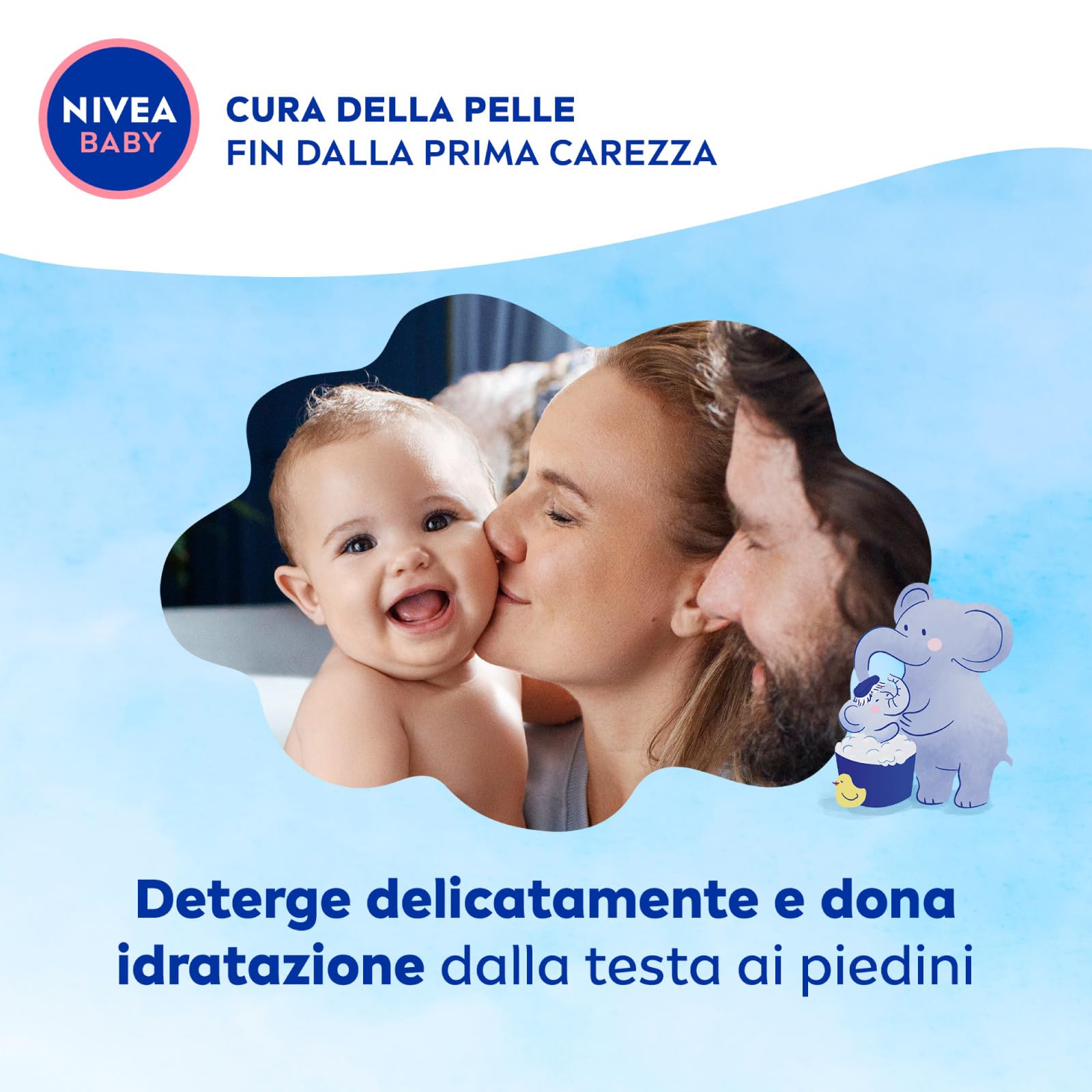 NIVEA Baby Reiniger für Haare an den Füßen, Baby-Shampoo für Körper und Haare, mild und hypoallergen, Reiniger mit natürlicher Ringelblume – 5 Flaschen à 500 ml