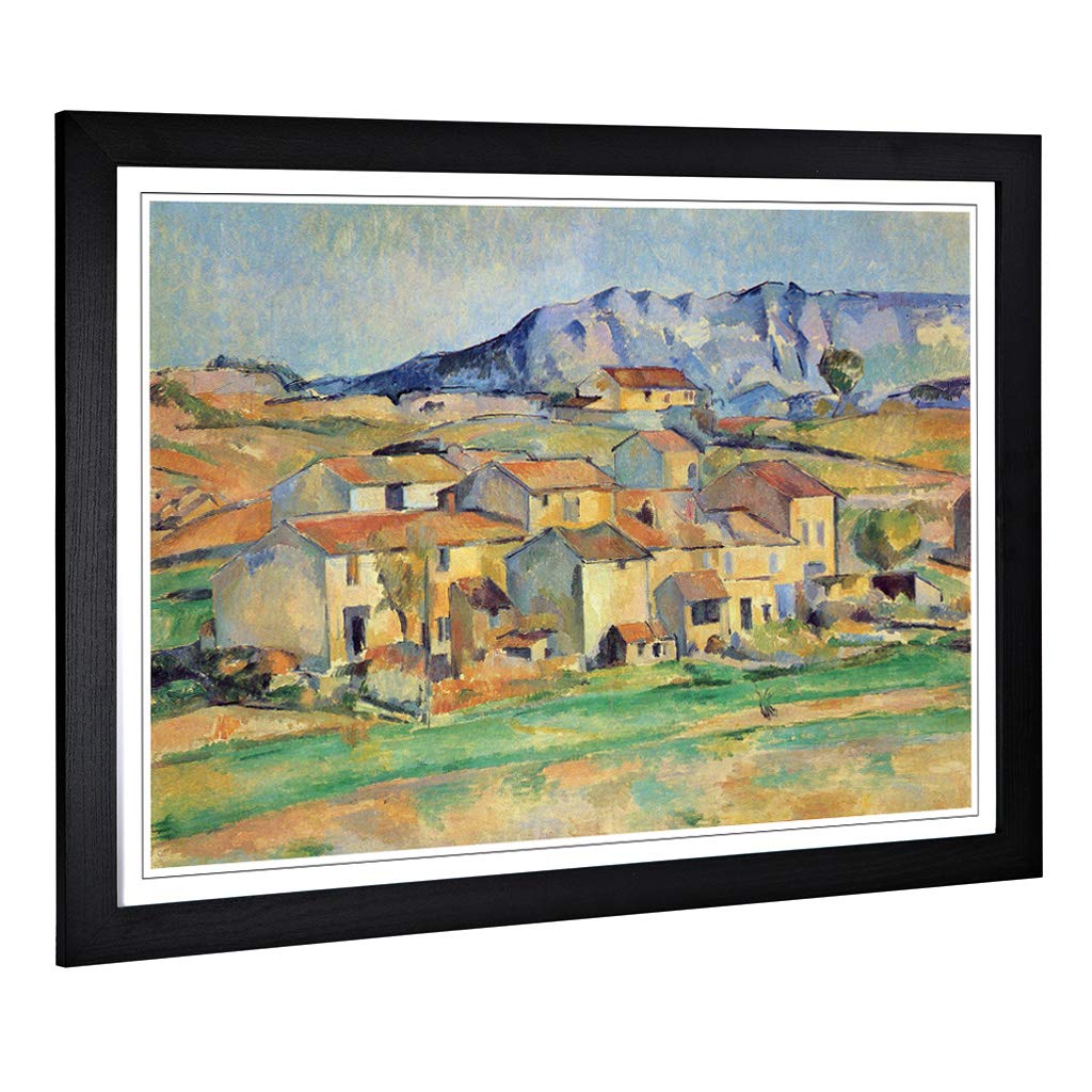 Big Box Art Framed Print of Paul Cezanne Montagne Sainte Victoire (4) Design | Wall Art Picture | Home Decor for Kitchen, Living Room, Bedroom, Hallway, Black, A2 / 24.5x18 Inch / 62x45cm