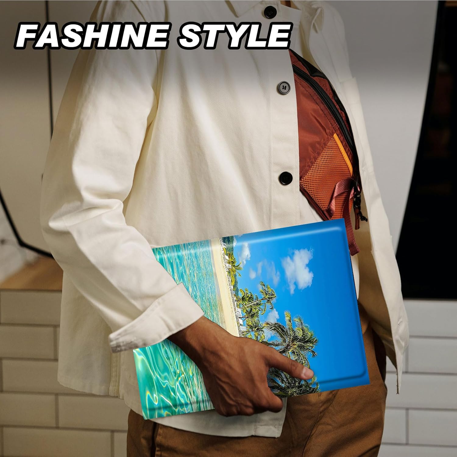 DEGDFSGR Keyboard Case for Samsung Galaxy Tab A7 Lite 8.7 Inch 2021 Model (SM-T220/T225/T227), Magnetic Closure Detachable Bluetooth Keyboard for Samsung Galaxy A7 Lite Case, Palm Tree Beach