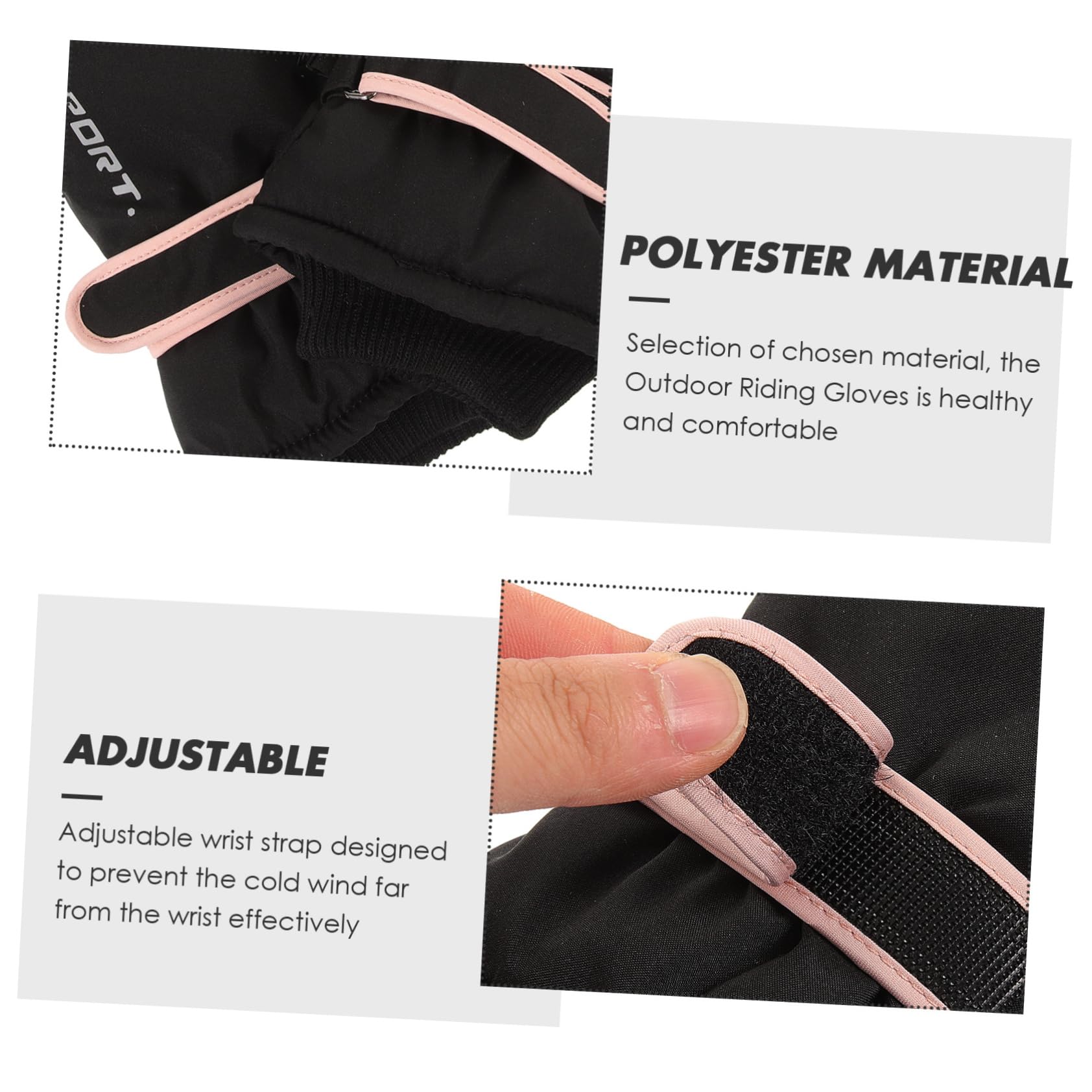 GALPADA 1pair Warm Ski Gloves for Sports Thick Insulated Mitts Wrist Strap Windproof for Hiking Climbing and Outdoor Activities