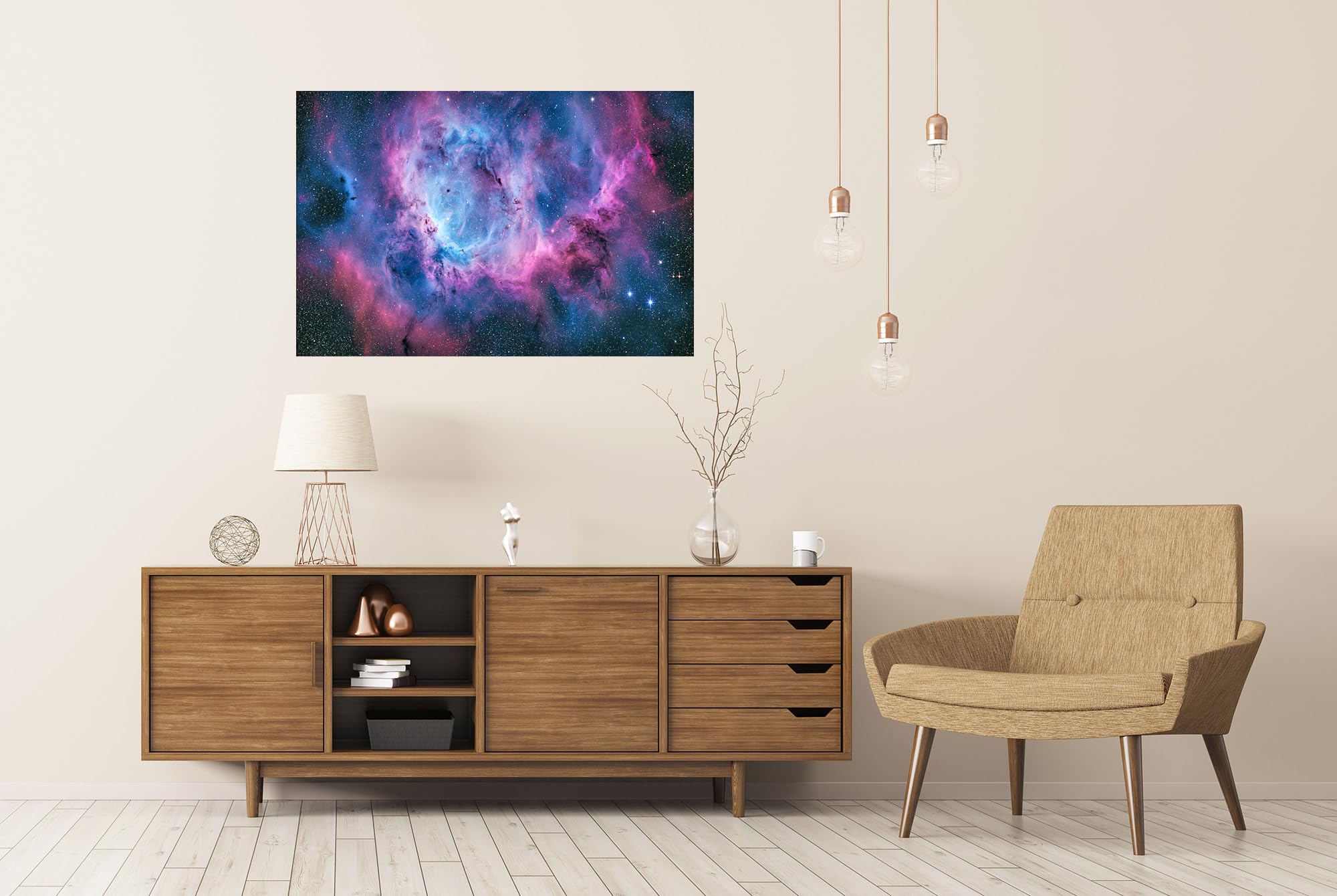 islandburner Póster de primera calidad mística con cuna de niebla, impresión artística para sala de estar para fans del espacio, formato grande