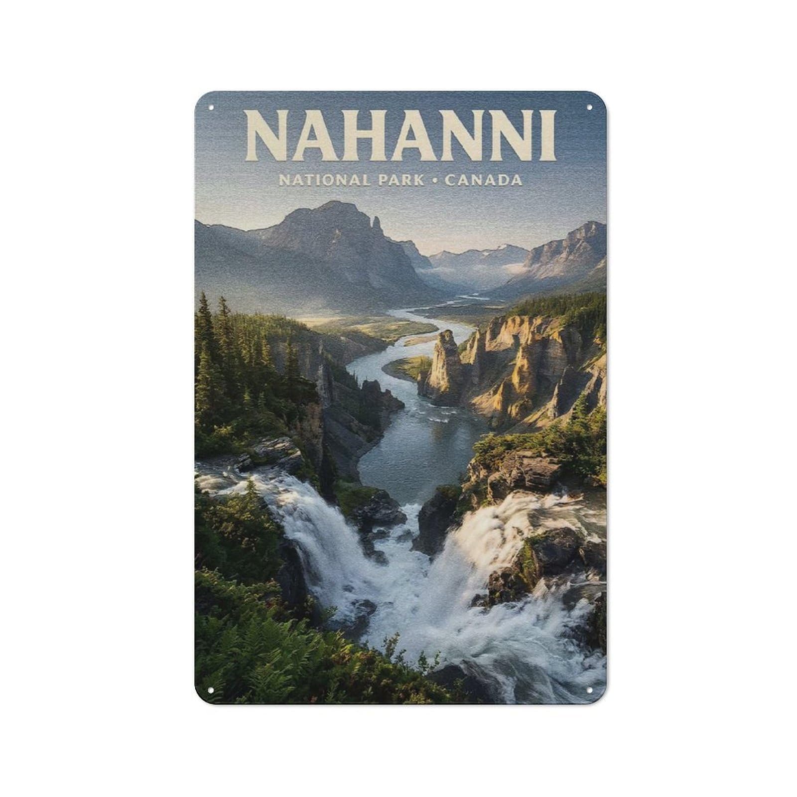 Understated Nahanni National Park Canada Landscape Metal Wall Plaque 30x20cm, Creative Space Decor for Office, Study, Studio Or Hallway
