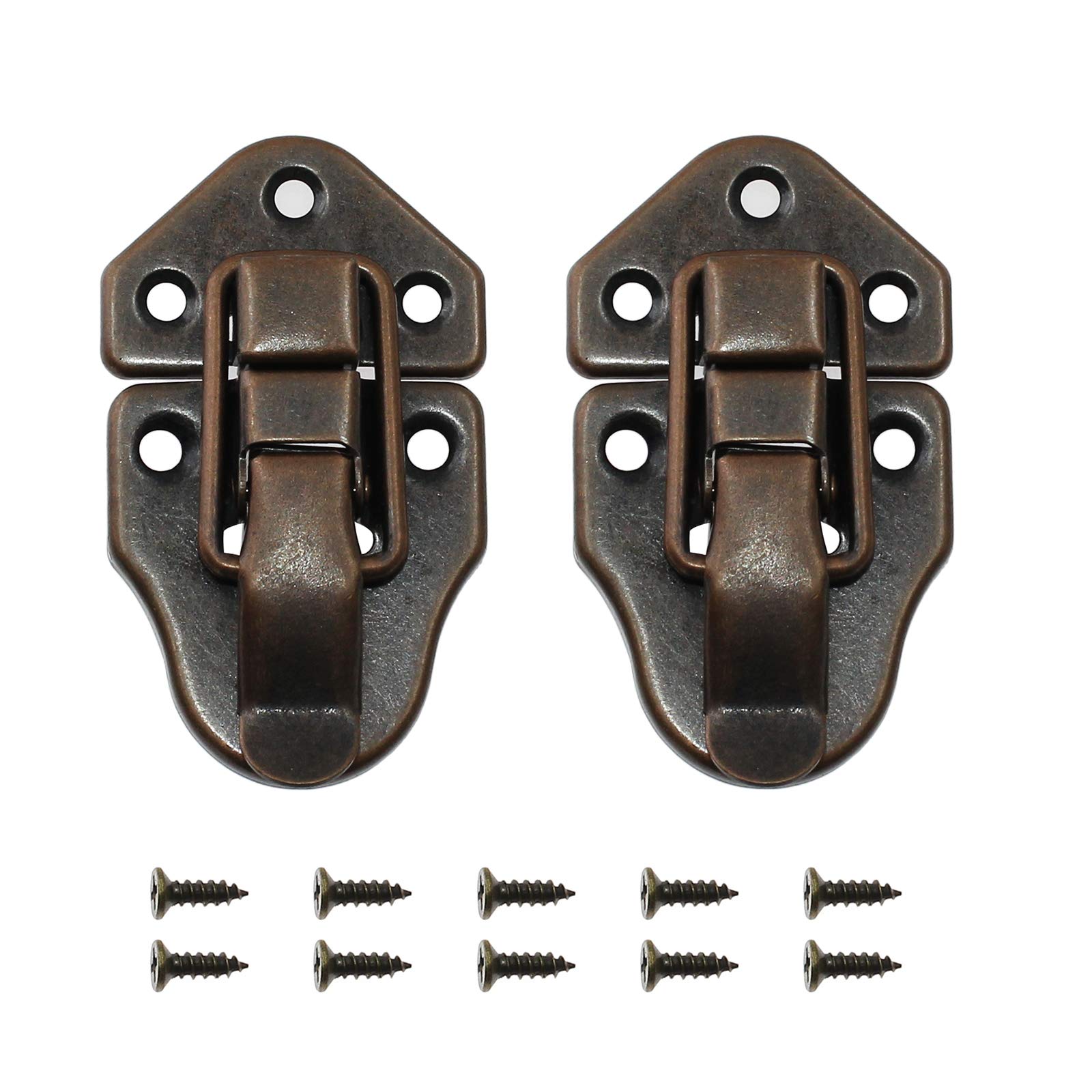 BokWin 2Pcs Retro Style Duckbilled Toggle Hasp Latch Antique Bronze Retro Style Iron Toggle with Screws for Jewelry Box Cabinet Small Wooden Case Ordinary Box Crafts
