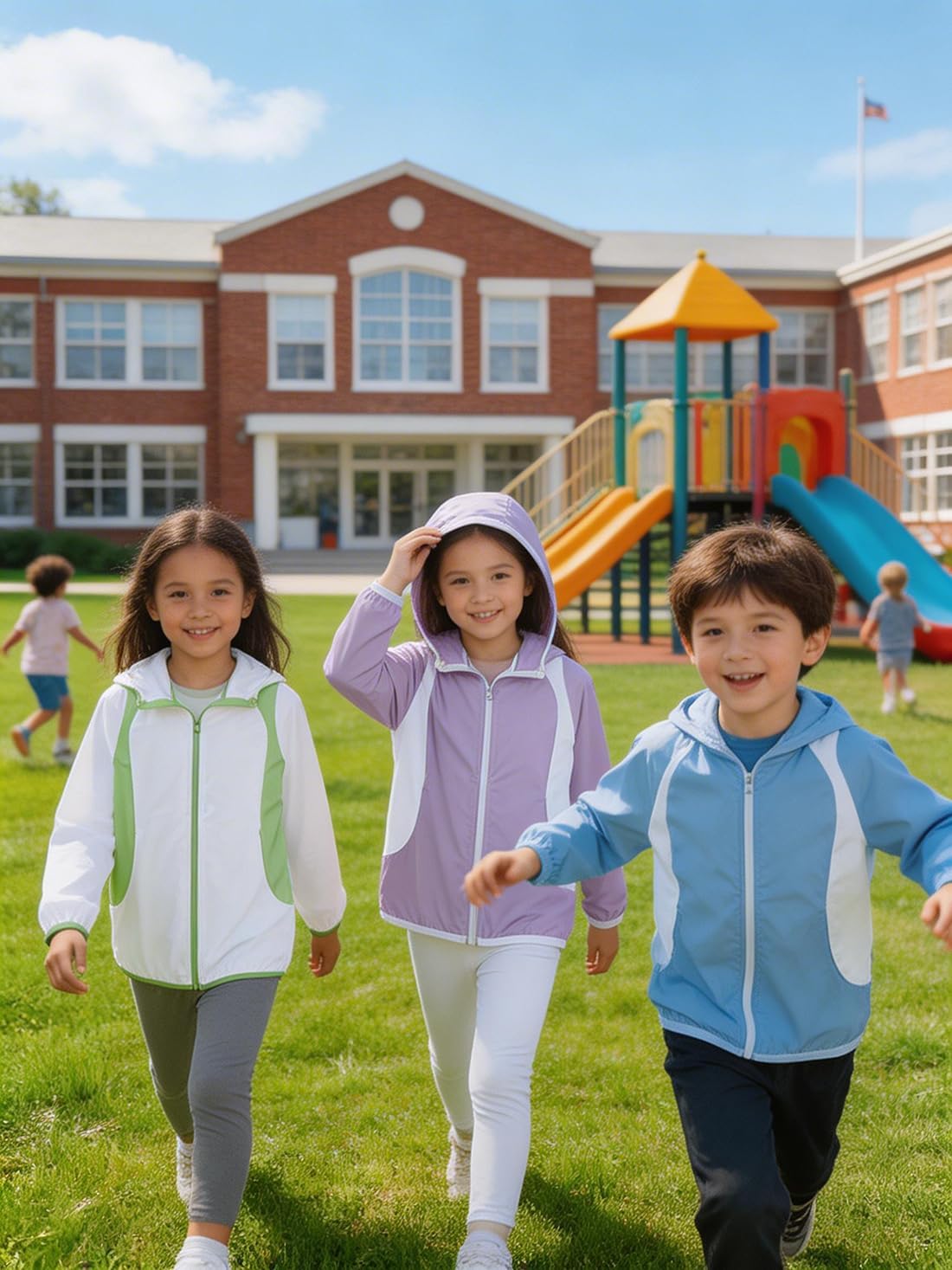 Kids Zip Up UPF Sun Protection Hoodie Lightweight Cooling Jacket | UPF 50+,Quick Dry breathable ,Ice Cooling , UV blocking, Long Sleeve Summer Running Shirt, Beach,Outdoor , Daily School