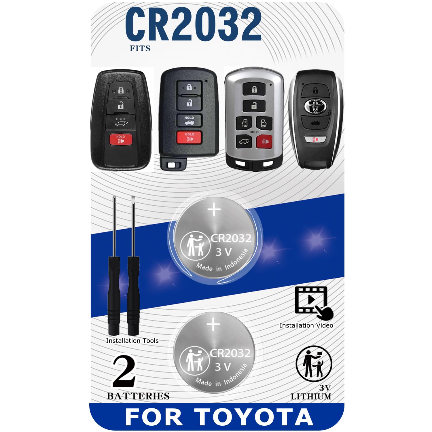 uuam Toyota Key Fob Battery Replacement Kit - for RAV4 Camry Corolla Highlander Prius Sienna Tacoma Tundra 4Runner Avalon CHR Sequioa Supra GR86 (Pack