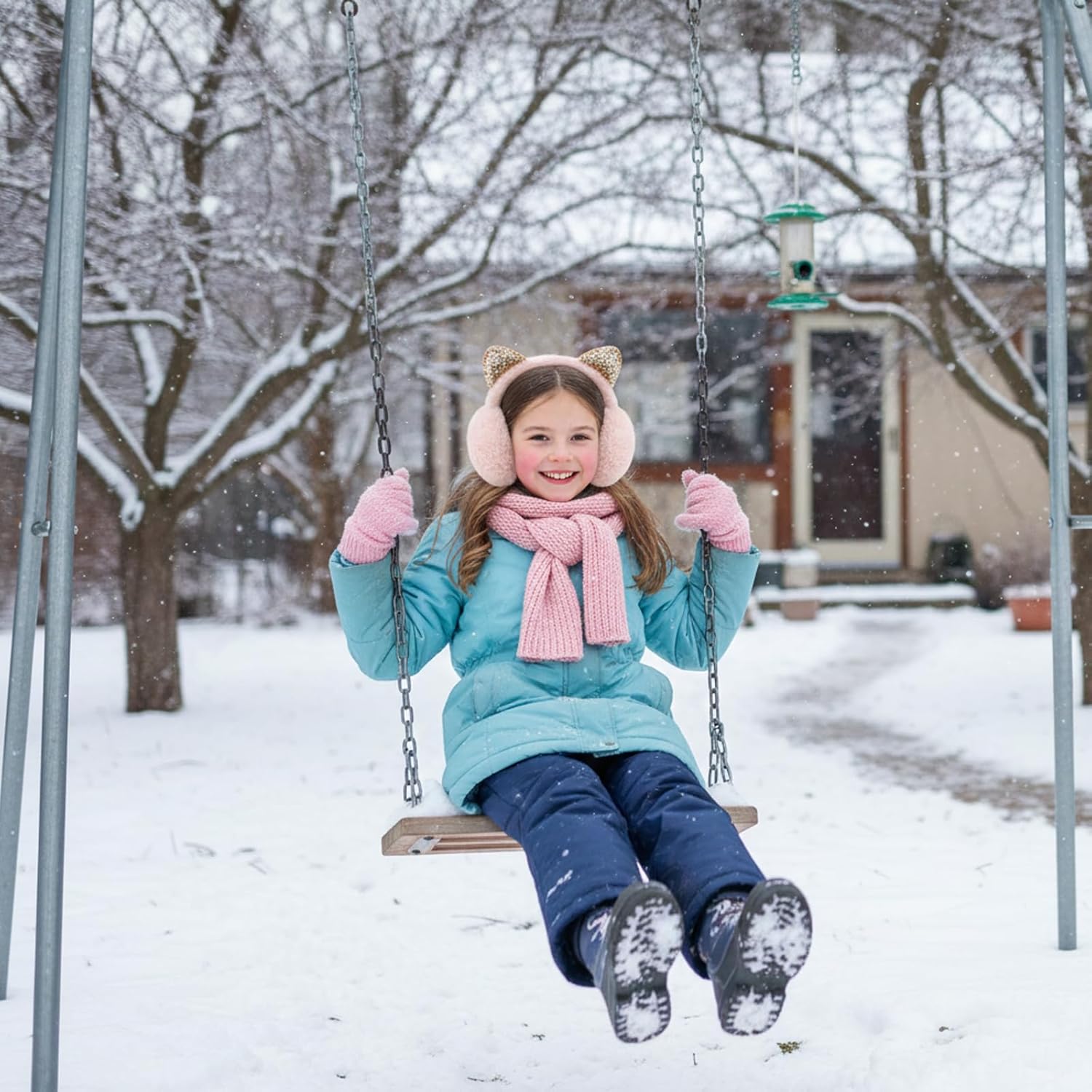 Fluffy Winter Earmuffs for Youth Girl, Cute Ear Muff with Cat Bunny Ears Warmers Winter Headband - Image 4