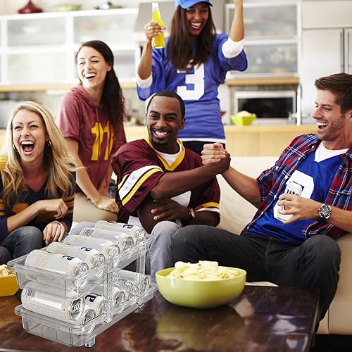 Miniatura 6 de Paquete de 2 dispensadores de latas de soda ajustables de ancho para refrigerador, organizador automático de bebidas para refrigerador, cocina,