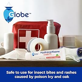 Globe (4 Pack) Hydrocortisone Maximum Strength Anti-Itch Cream 1% w/Aloe, Intensive Formula for Redness, Rash, Bug & Mosquito Bites, Eczema, Hemorrhoids, Sensitive Skin, Instant Itch Relief,1 oz Tube
