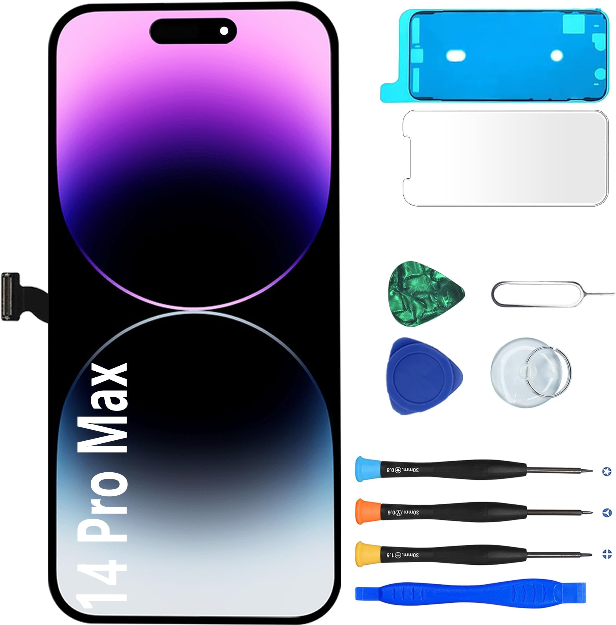 for iPhone 14 Pro Max Screen Replacement, [COF] [3D Touch] Retina Display Digitizer Screen Assembly with Repair Tools Kit and Waterproof Adhesive