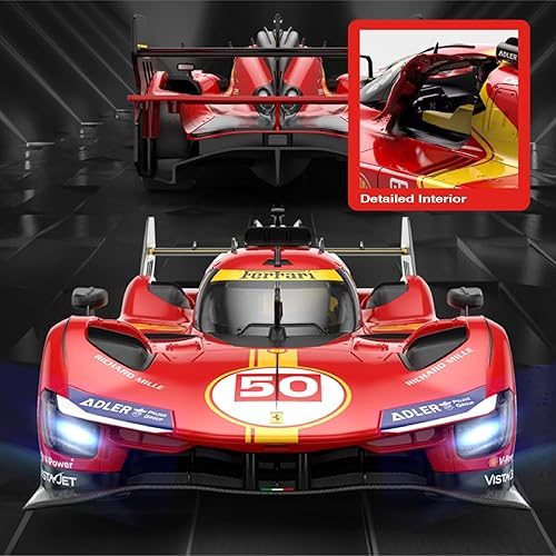 Miniatura 5 de Voltz Toys Coche RC Le Mans a escala 114 con licencia Ferrari 499P a control remoto modelo de auto de juguete para niños y adultos con puertas