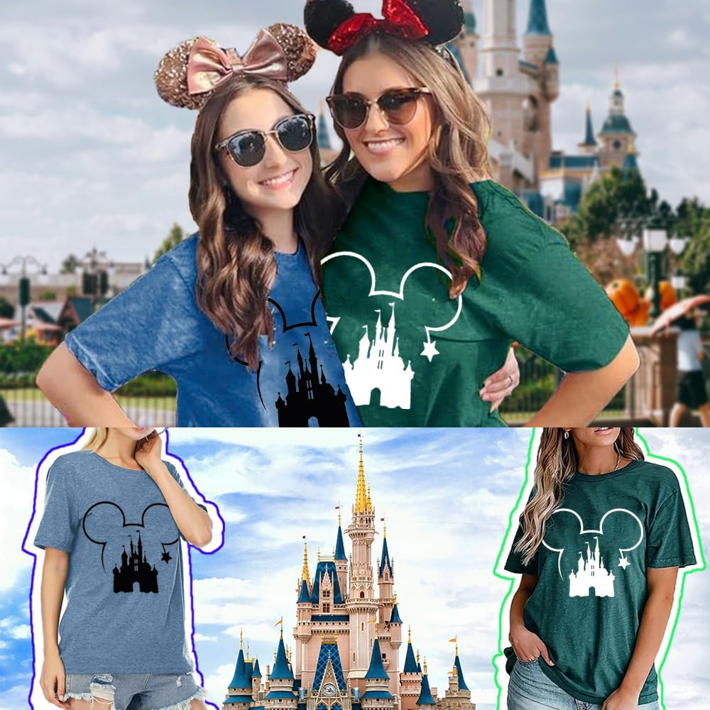 Magical Shirt for Women Magic Kingdom Tshirt Castle Graphic Tee Family Vacation Short Sleeve Tops Summer Casual Tops