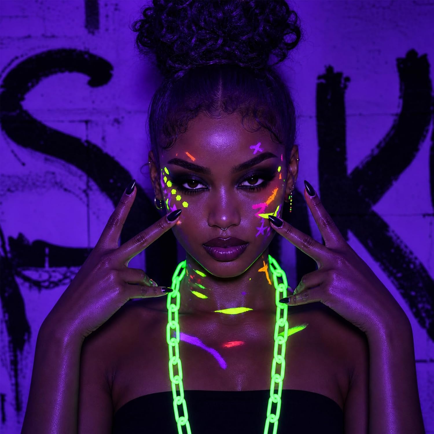 Mega-L Neon Party Plastic Chain, Glow in The Dark Party Supplies, 10 Pcs