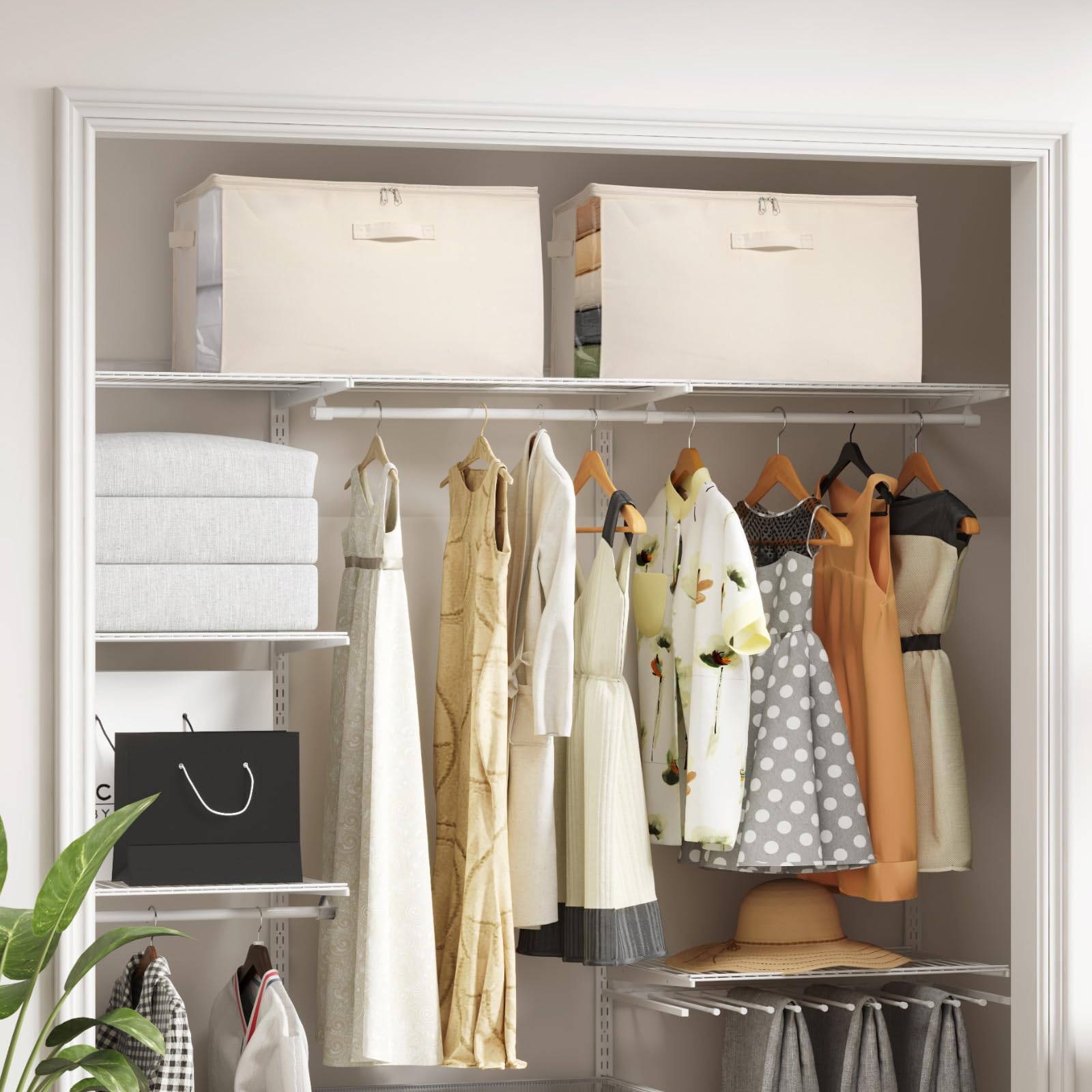 Lifewit 60L Bettdecken Aufbewahrungstasche mit Griffen, Beige, 6 Stück