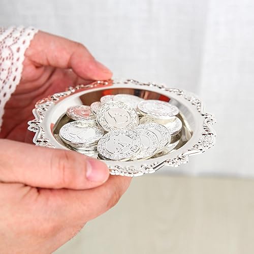 Miniatura 4 de TINGKU Juego de 13 Monedas de Unidad para Ceremonia de Boda Arras de Boda con Bandeja Placa Boda Arrhae Moneda Católica