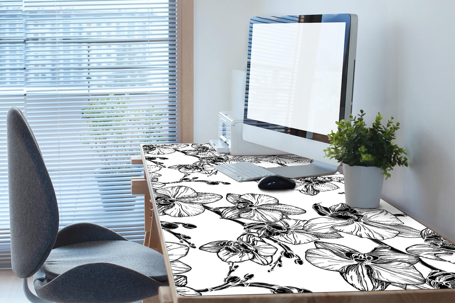 Sottomano da Scrivania 120x60 cm Facile da Pulire Antiscivolo Superficie Protettiva Protezione e Decorazione in Vinile PVC per Ufficio e Casa Impermeabile - Schizzo nero