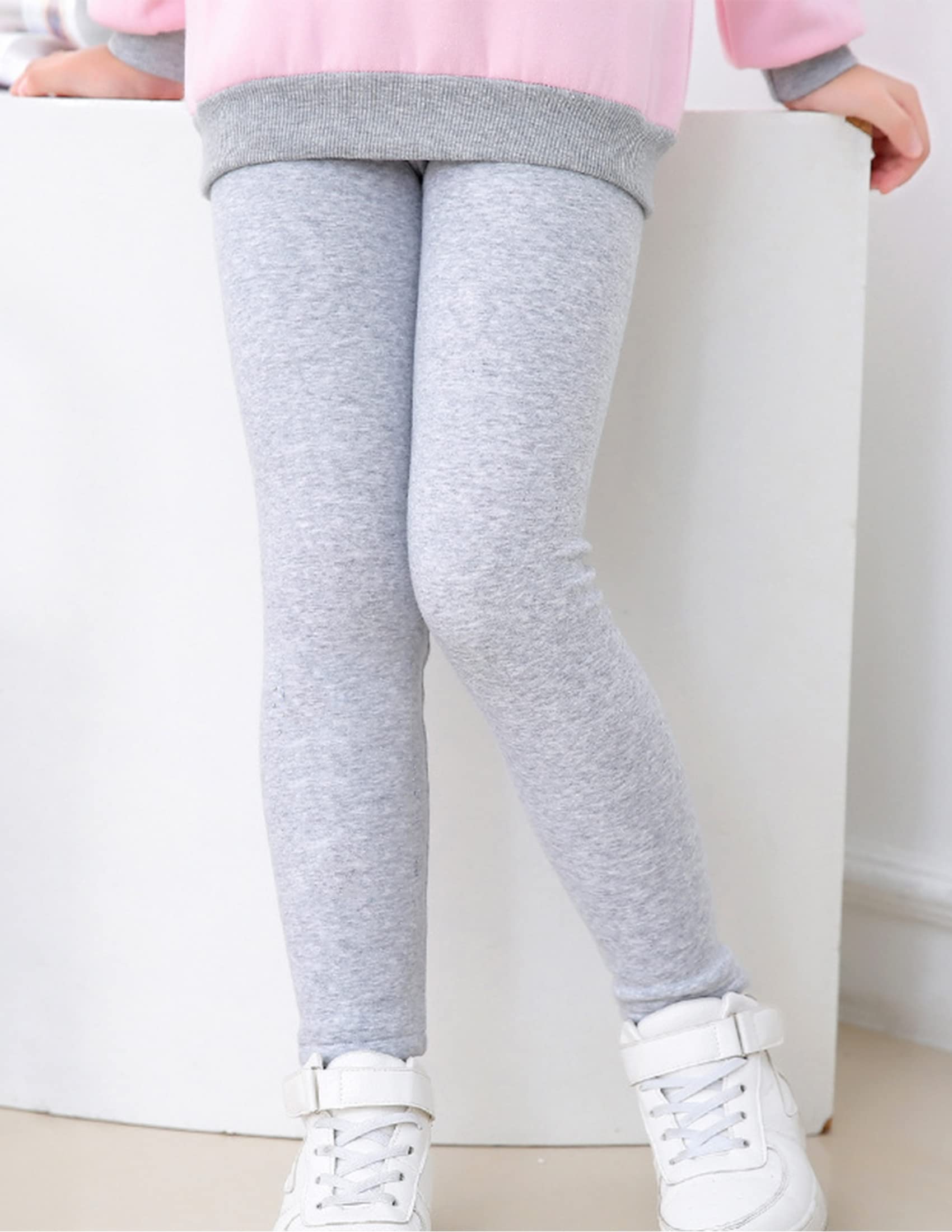 Kiench Mädchen Leggings Winter Dick Gefüttert Hosen Baumwolle 4er-Pack