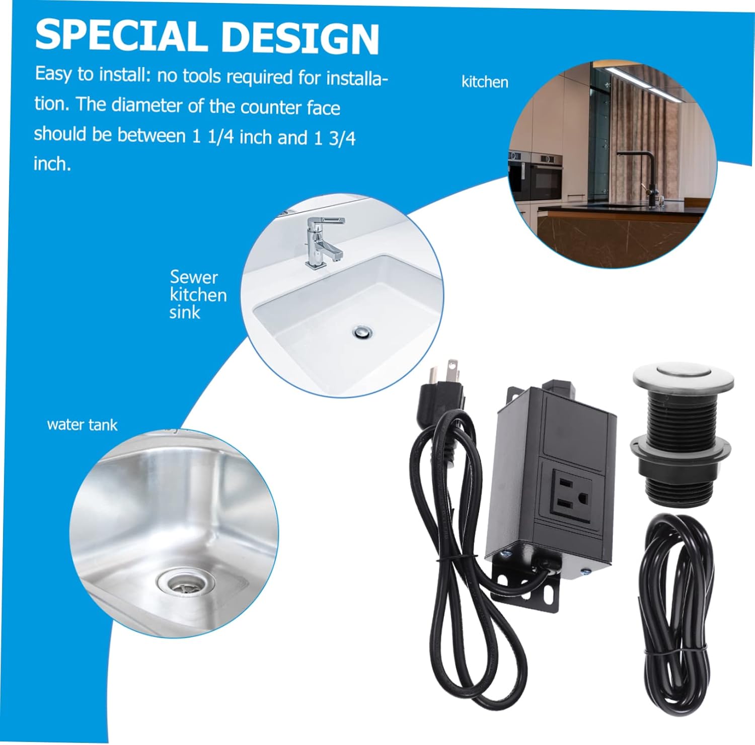 Air Switch for Garbage Disposal Push Button Replacement Easy Install Fits Standard Sinks Us Plug