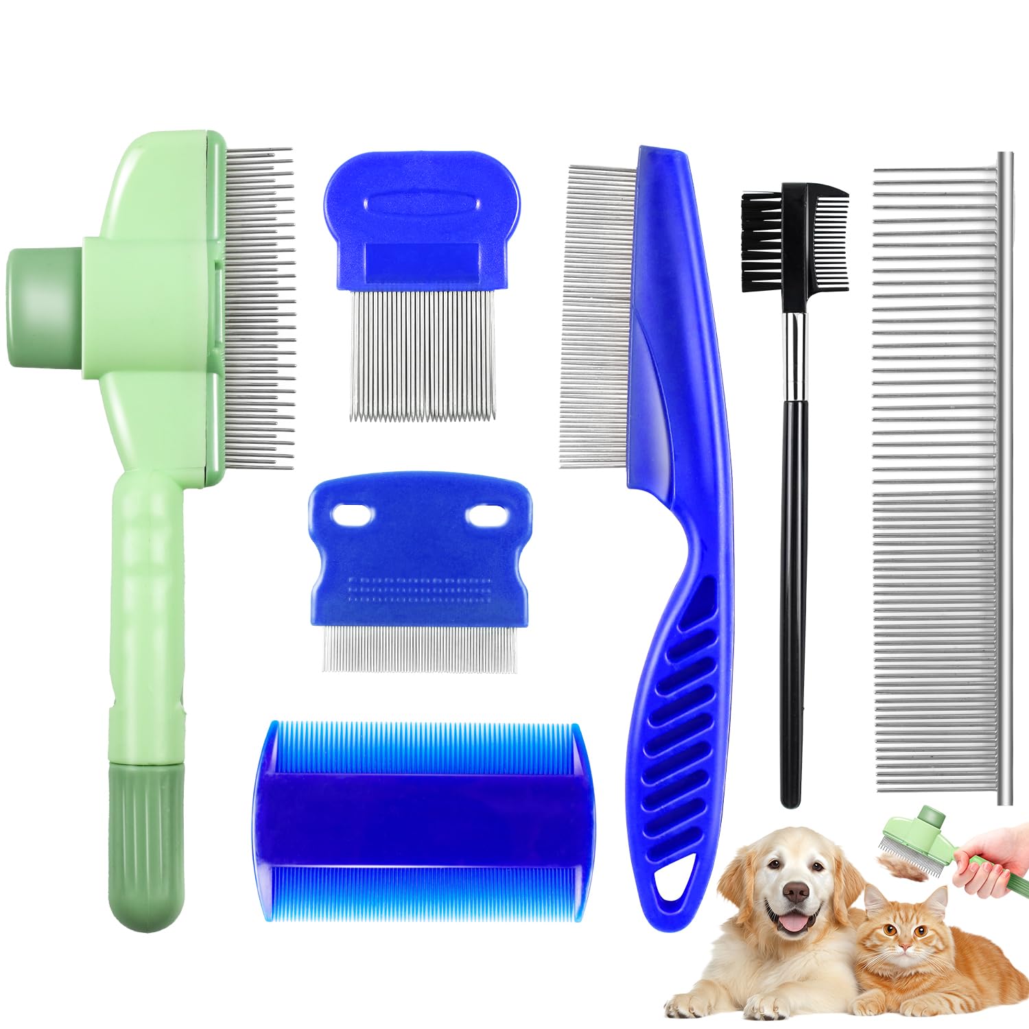 Cat Dog Flea Comb, Pack of 7 Cats and Dogs Grooming Comb, Lice Comb