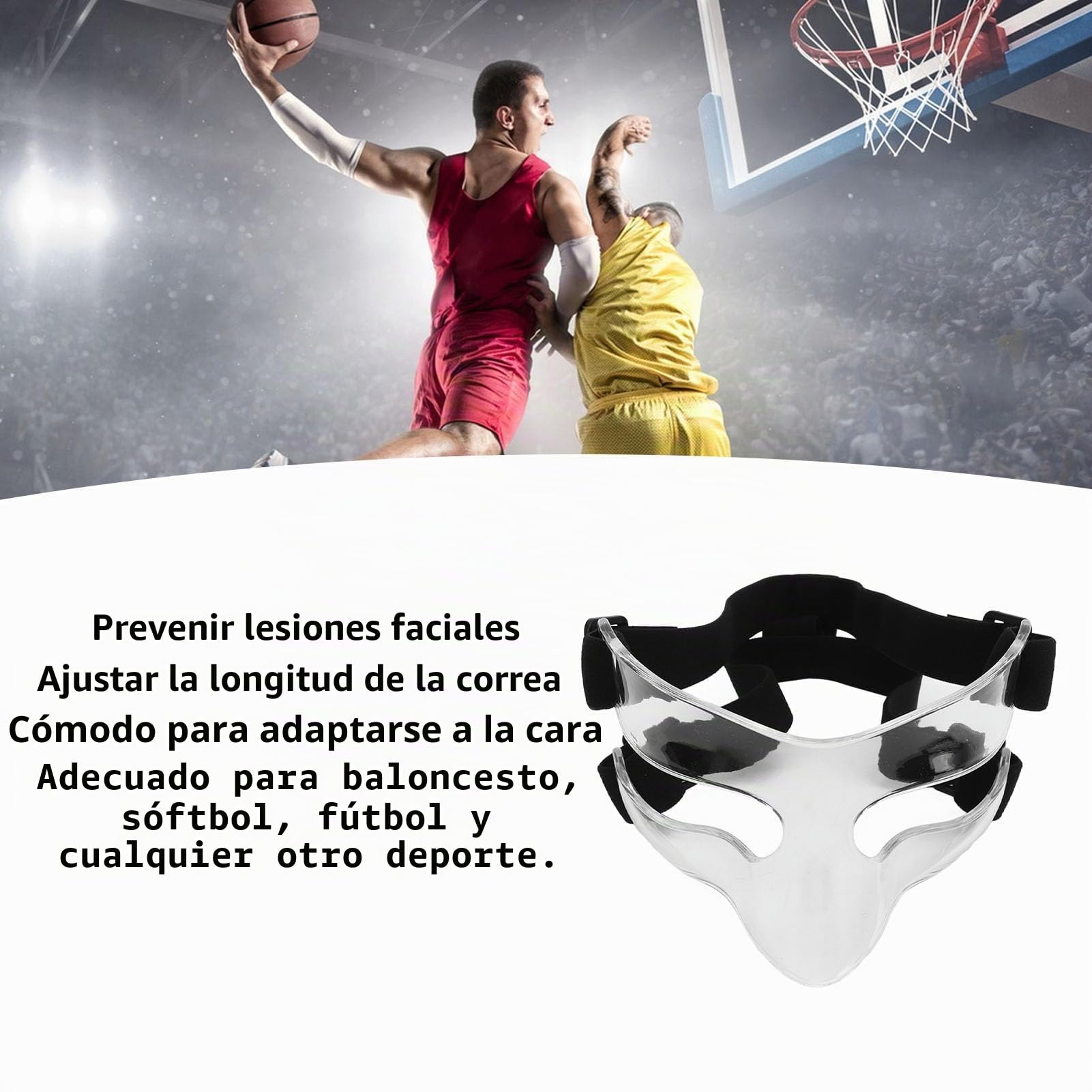 banapoy Máscara Protectora para la Nariz, Protector de Nariz Ajustable, Protector Facial Deportivo para Nariz Rota, Lesiones Deportivas, Máscaras Transparentes para Baloncesto, ​​fútbol