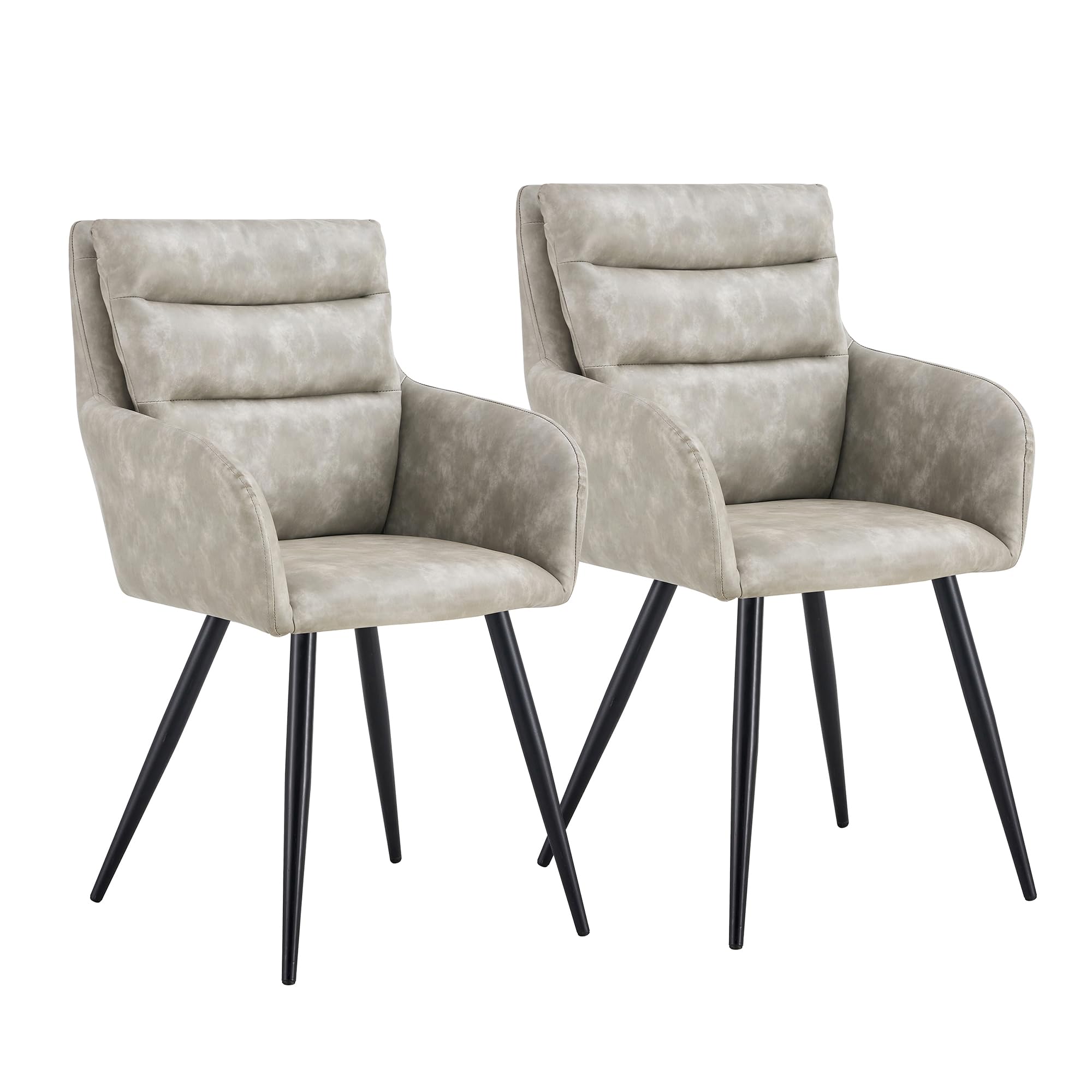 Set of Grey PU Leather and Metal Legs Living Room Chairs Upholstered  Accent Chairs for Office Dining Room Kitchen Bedroom