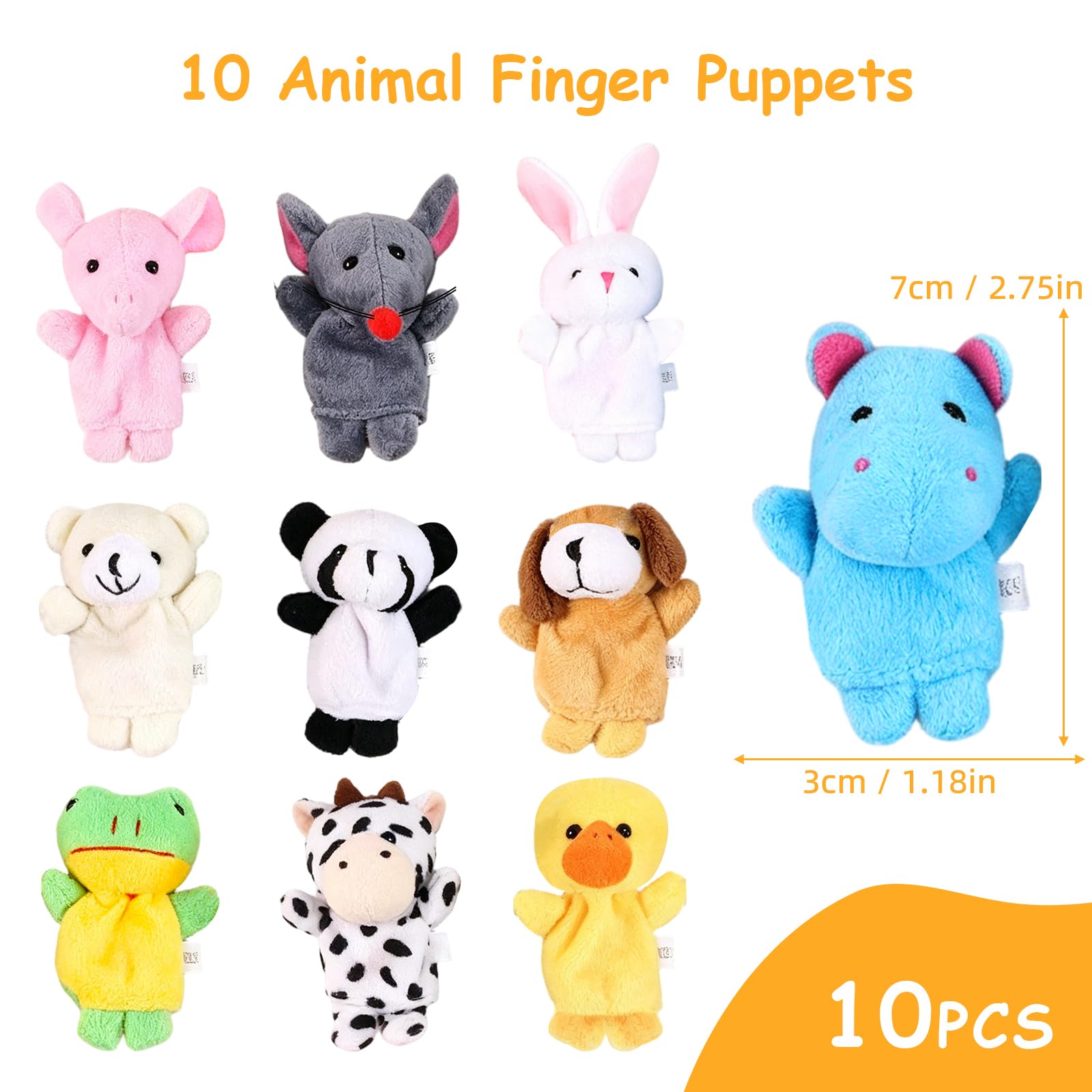 10pcs Different Cartoon Animal Finger Burattini in Morbido Velluto Dolls Toys Props