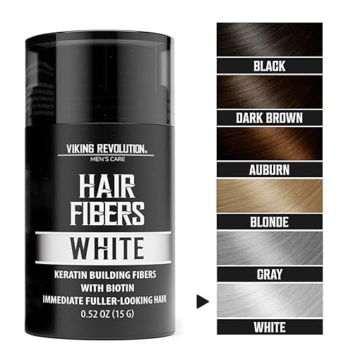 Miniatura 9 de Viking Revolution Fibras de cabello negro para cabello adelgazante para hombres, fibra gruesa para cubrir puntos calvos, fibras de construcción del